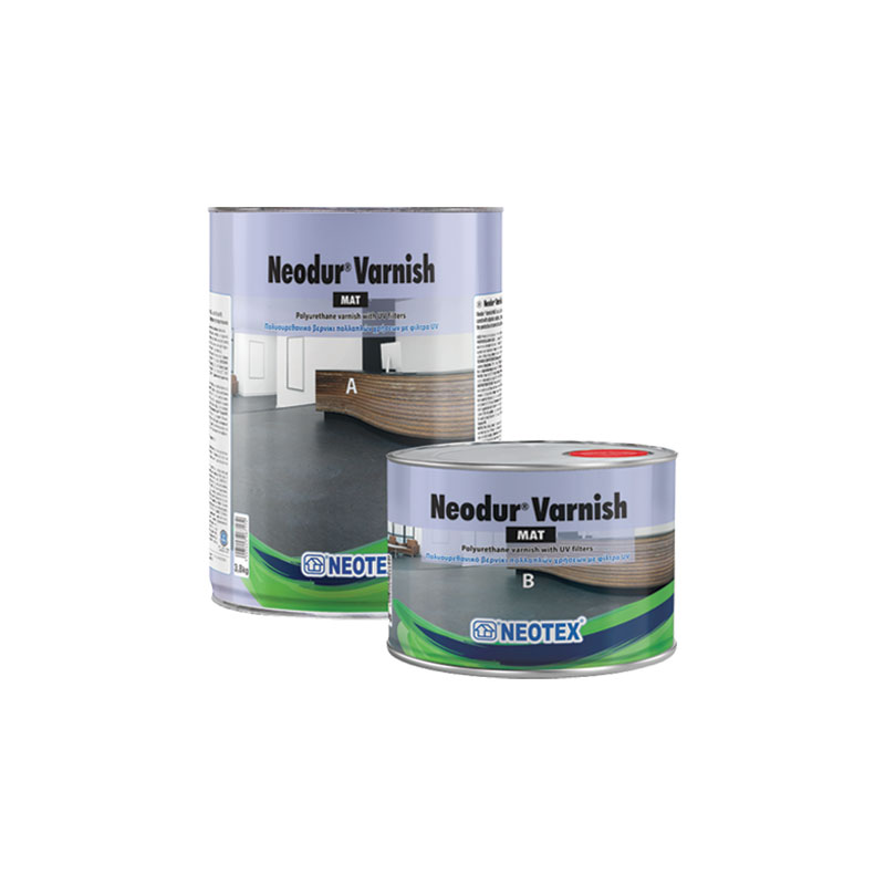 Διάφανο πολυουρεθανικό βερνίκι με ματ εμφάνιση Neodur® Varnish Mat, δύο συστατικών, με φίλτρα UV.